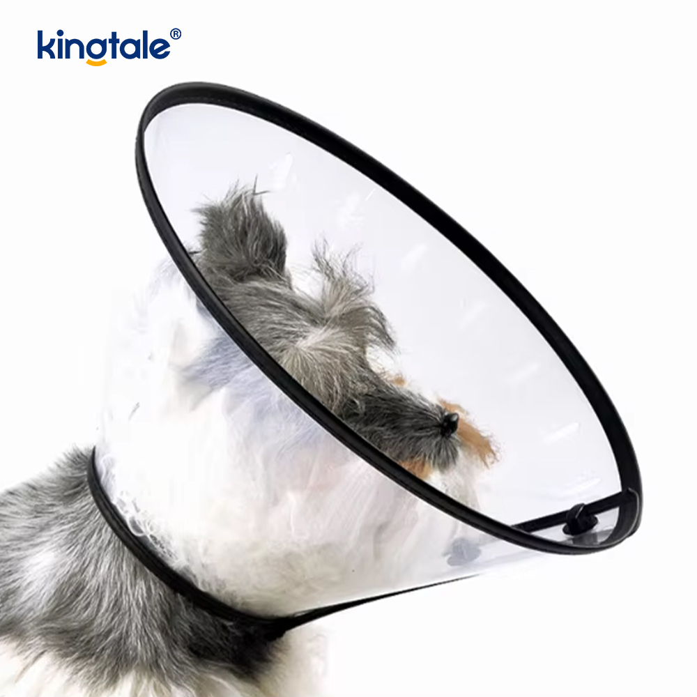 Kingtale Collare di recupero per animali domestici morbido regolabile per cani Gatti Cono di plastica protettivo personalizzato in plastica solida sostenibile