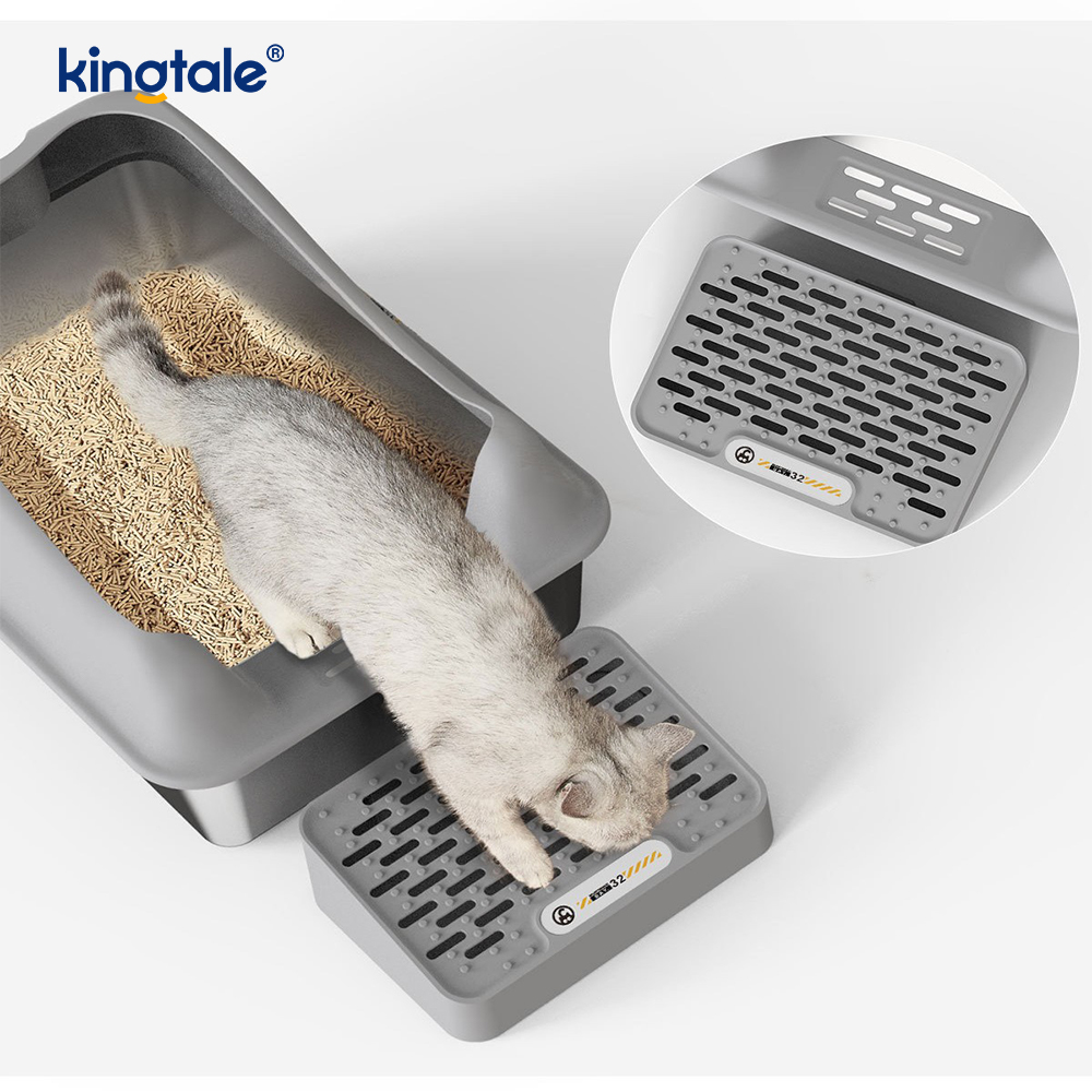 Lettiera per gatti in acciaio inossidabile con pedale Lettiera in metallo con lato alto, mai