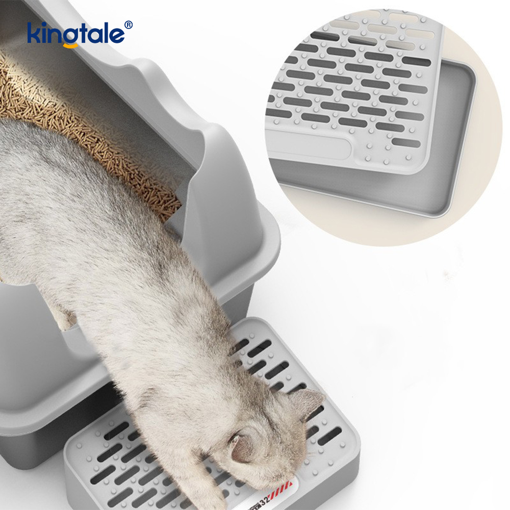 Lettiera per gatti in acciaio inossidabile con pedale Lettiera in metallo con lato alto, mai