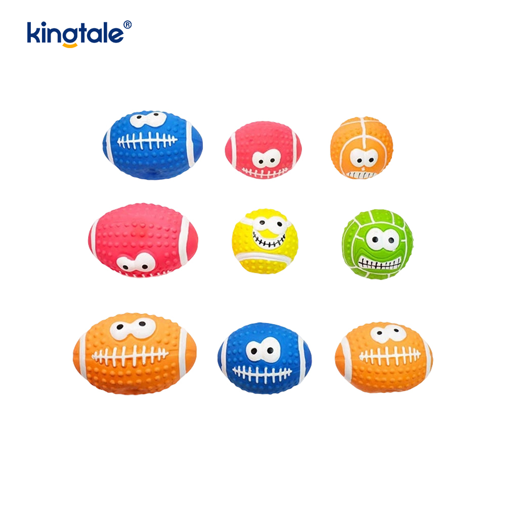 Giocattolo per animali domestici in lattice che produce suoni con faccina sorridente per interni ed esterni Giocattolo per animali domestici in lattice che produce suoni con faccina sorridente per interni ed esterni