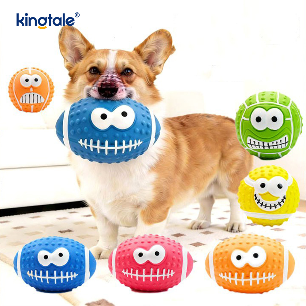 Giocattolo per animali domestici in lattice che produce suoni con faccina sorridente per interni ed esterni Giocattolo per animali domestici in lattice che produce suoni con faccina sorridente per interni ed esterni