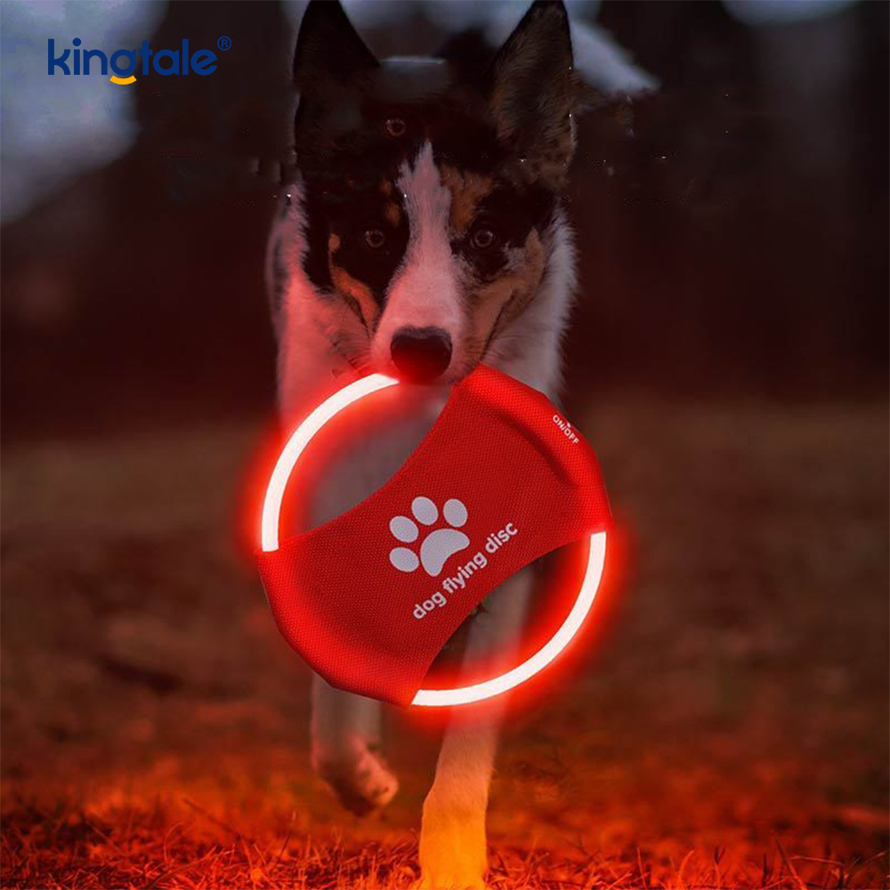 Frisbee luminoso per animali domestici, addestramento per animali domestici illuminato ad alta visibilità, lancio, gioco per l'esercizio