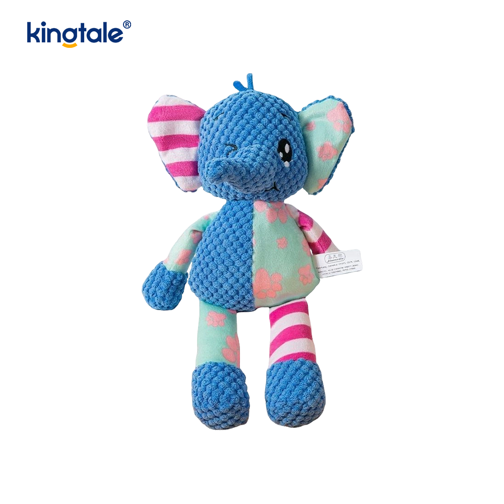 Peluche morbido elefante blu con tessuto blu lavabile in lavatrice