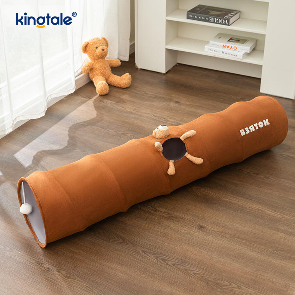 Giocattolo per gatti pieghevole, tunnel per gatti dritto, cartone animato, giocattolo interattivo per gatti, regalo per gatto