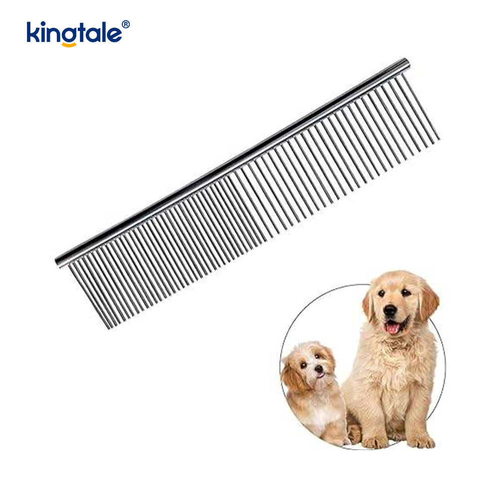Pettine per cani in acciaio inossidabile per toelettatura, pettine per gatti in metallo per rimuovere grovigli e nodi