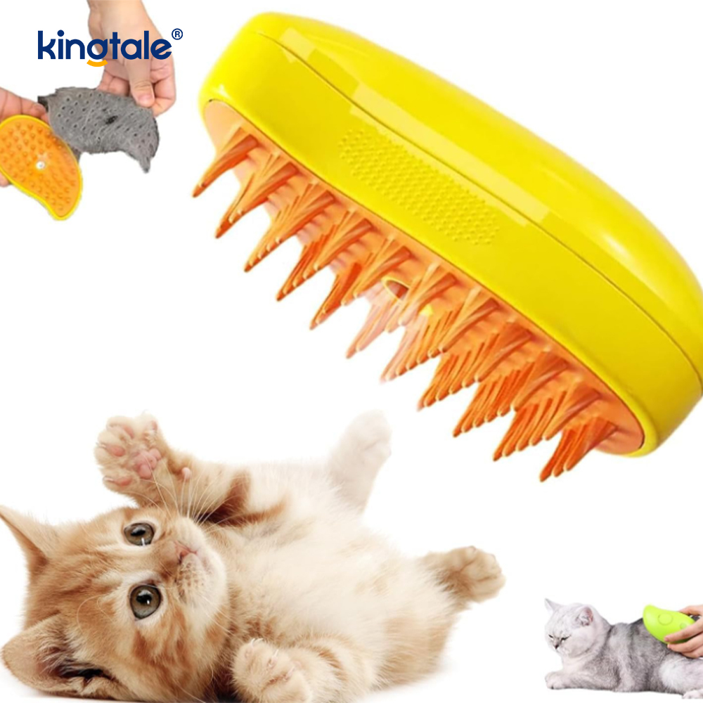 Spazzola a vapore per gatti Pettine per rimozione peli di cani con massaggio in silicone 3 in 1 per animali domestici