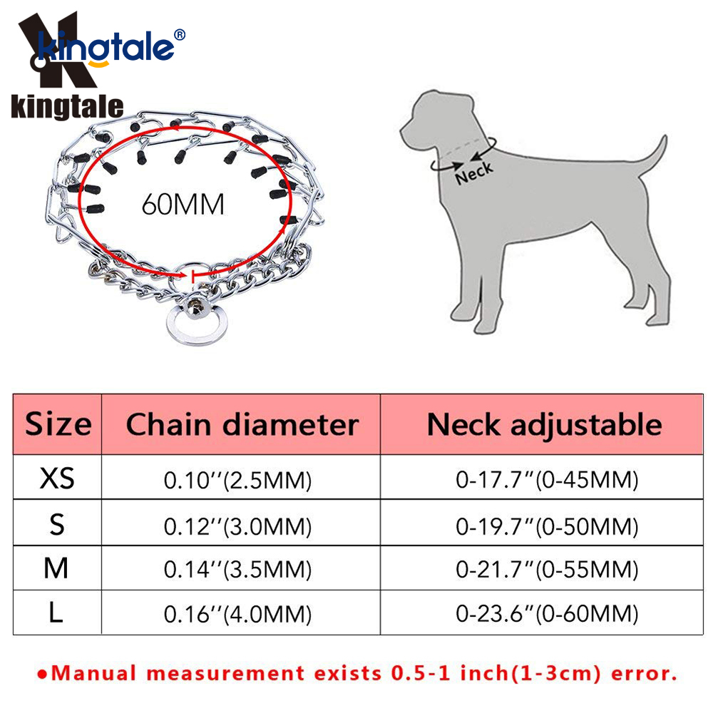 Collari a strozzo per pizzichi per animali domestici Collare da addestramento per cani con punta in metallo in acciaio al carbonio Collari a strozzo per pizzichi per animali domestici Collare da addestramento per cani con punta in metallo in acciaio al carbonio