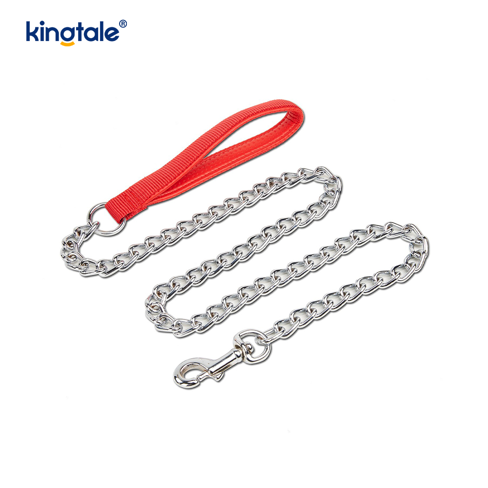 Guinzaglio per catena per cani resistente in metallo personalizzato con manico in schiuma per cani