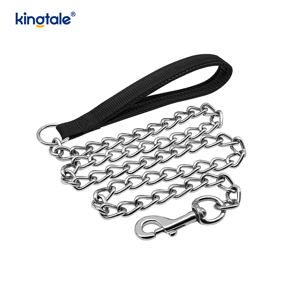 Guinzaglio per catena per cani resistente in metallo personalizzato con manico in schiuma per cani
