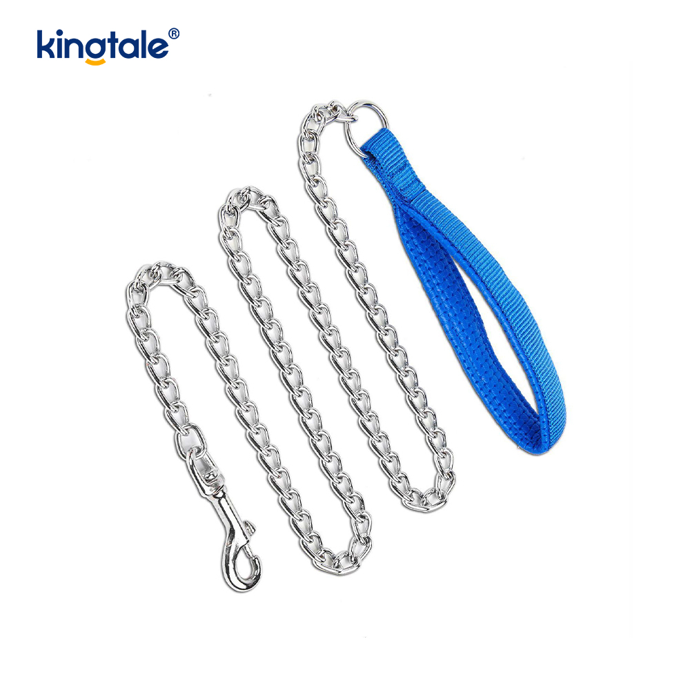 Guinzaglio per catena per cani resistente in metallo personalizzato con manico in schiuma per cani