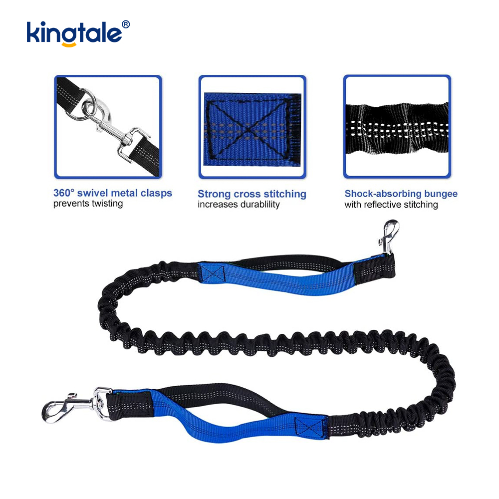 Guinzaglio per animali da corsa doppio elastico riflettente con custodia con cerniera