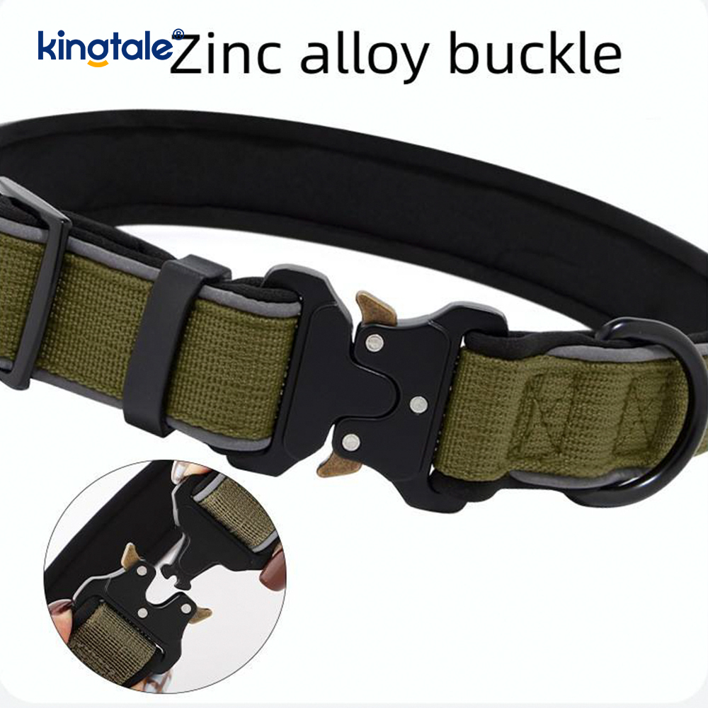 Fibbia per collare per cani tattica riflettente regolabile pesante per cani M L