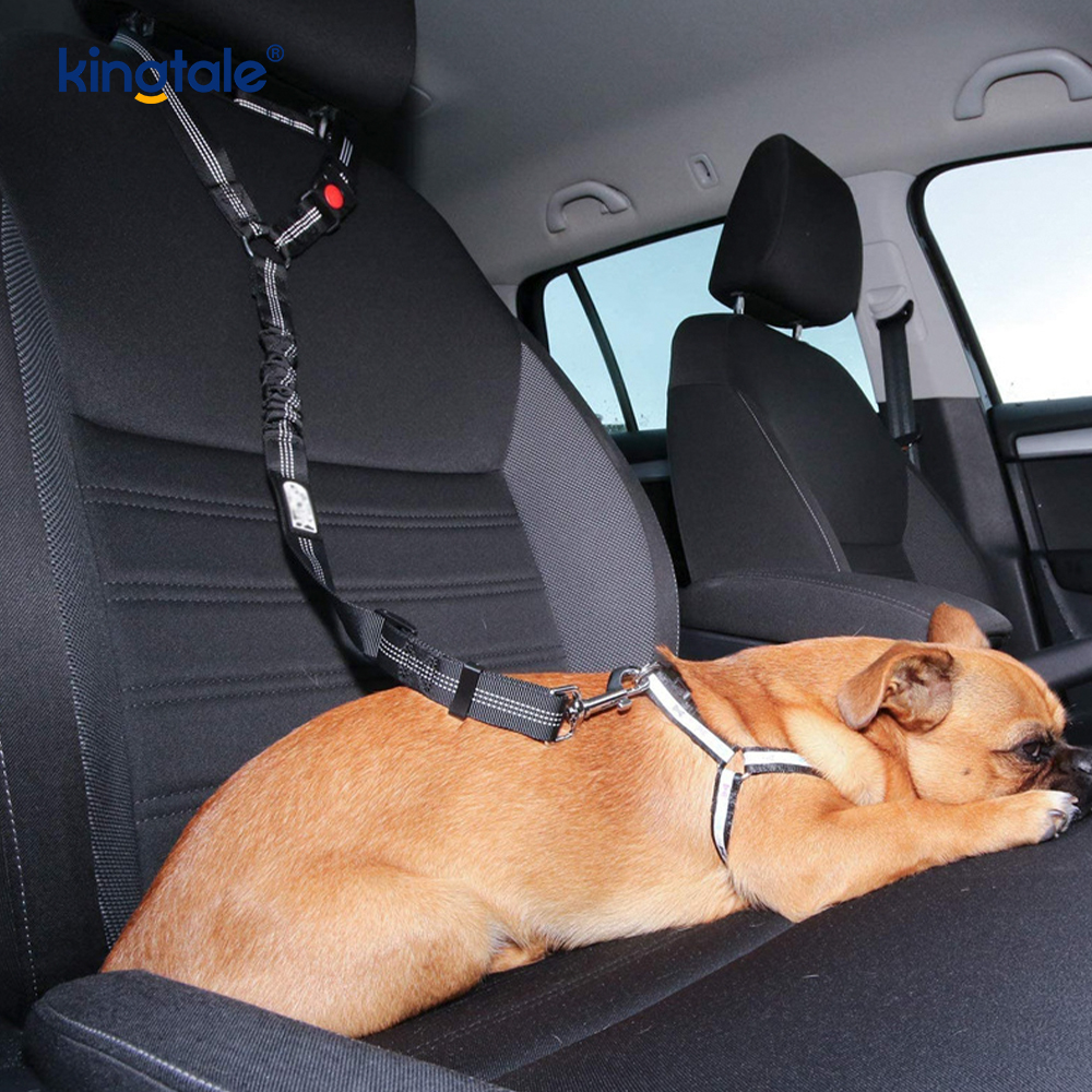 Guinzaglio per cintura di sicurezza per auto per animali domestici riflettente in poliestere resistente, anti-sbalzo