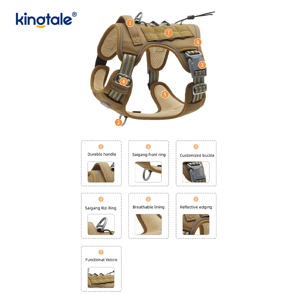 Pettorina per addestramento con gilet per cintura per cani resistente in nylon resistente e senza trazione