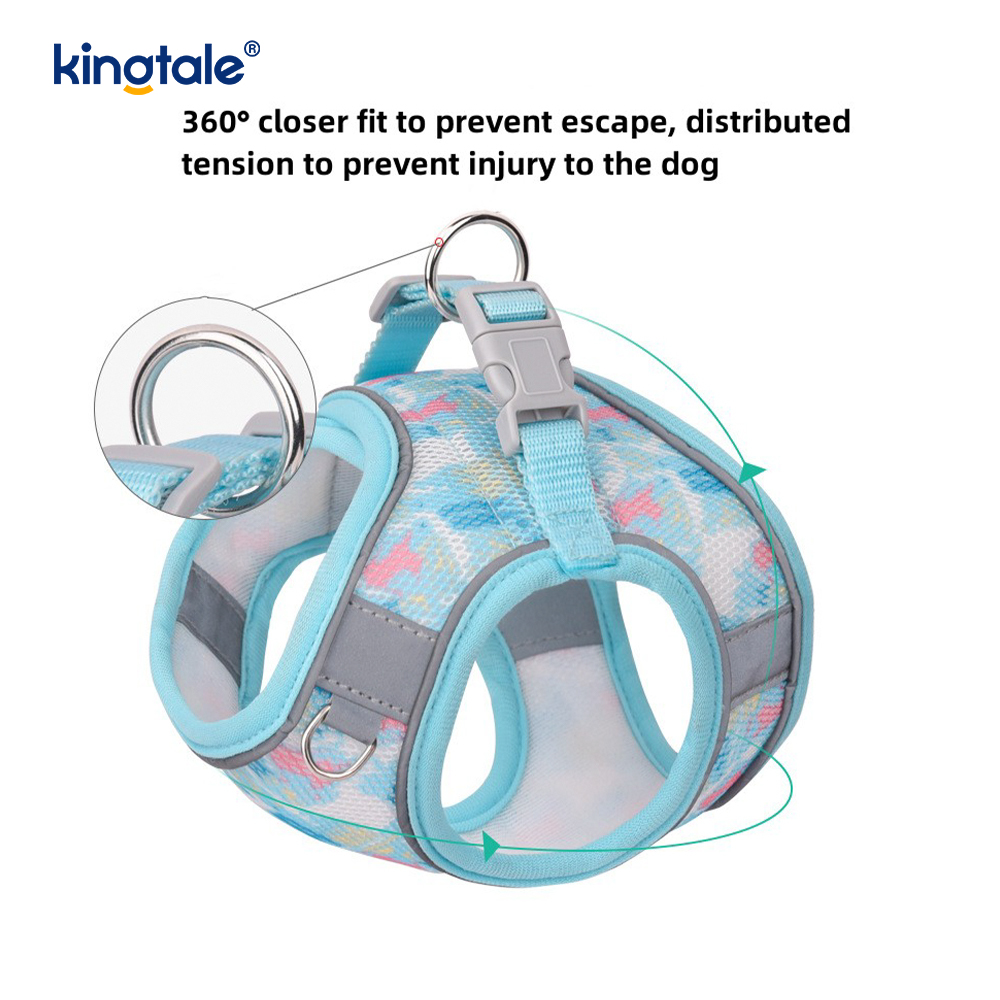 Pettorina per cani imbottita alla moda stile gilet, guinzaglio anti-shock riflettente