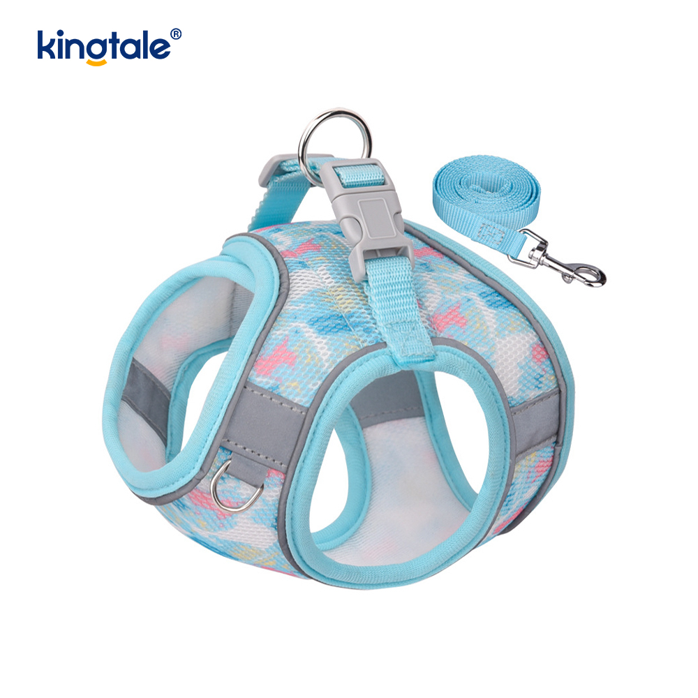 Pettorina per cani imbottita alla moda stile gilet, guinzaglio anti-shock riflettente