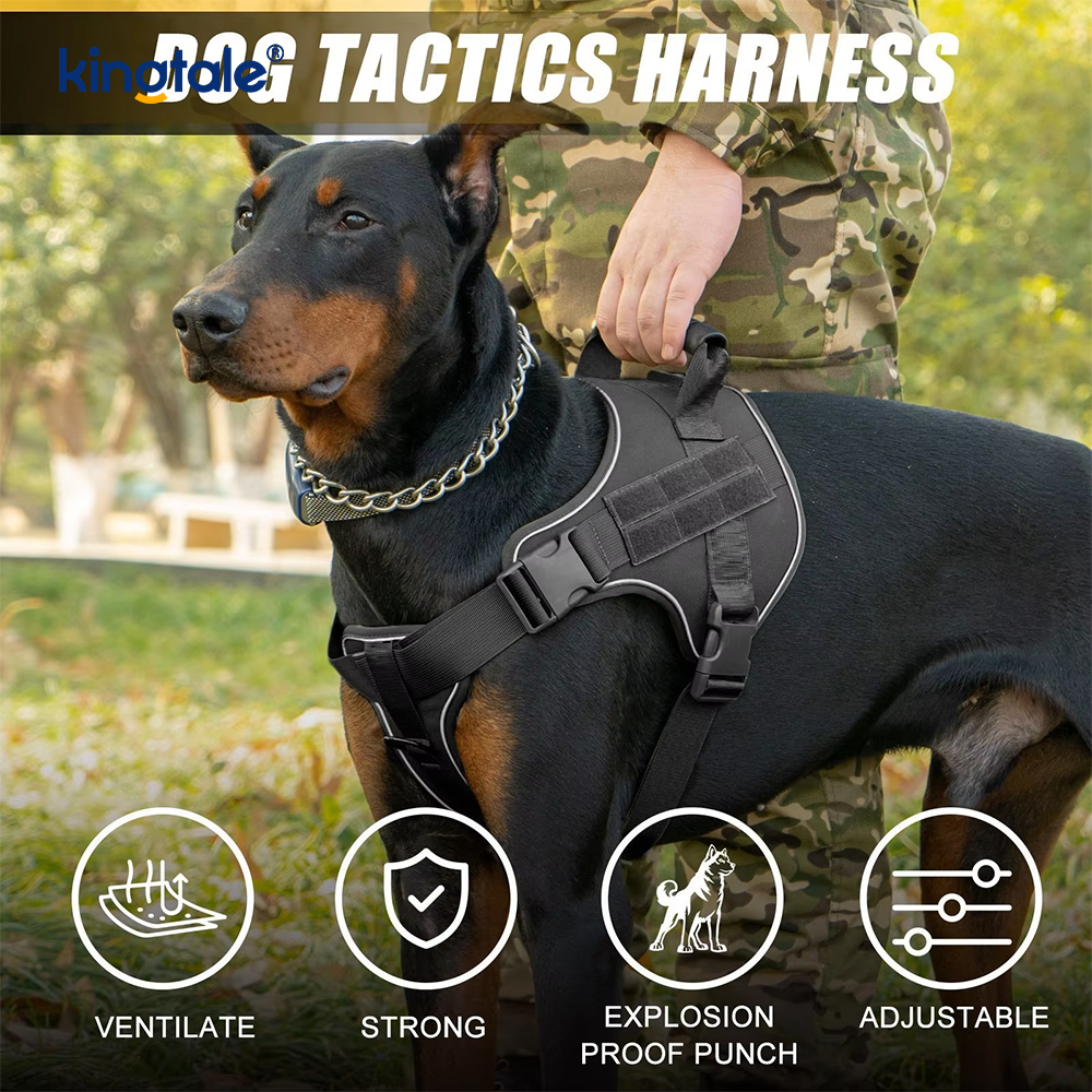 Imbracatura tattica riflettente antistrappo per cani di grossa taglia