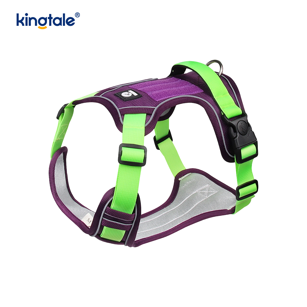 Imbracatura sportiva traspirante regolabile riflettente con rivetti in nylon con guinzaglio per cani