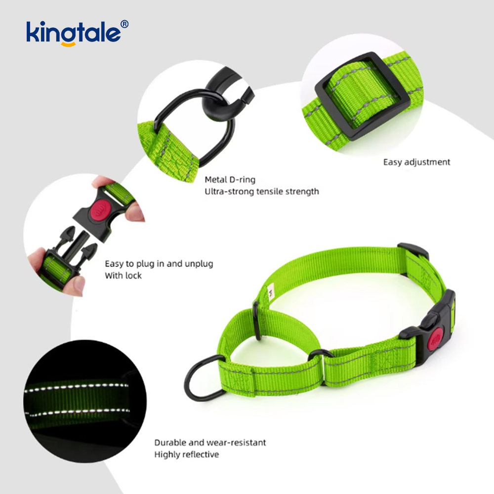 Collare per cani martingala in nylon regolabile riflettente a sgancio rapido e senza tiraggio
