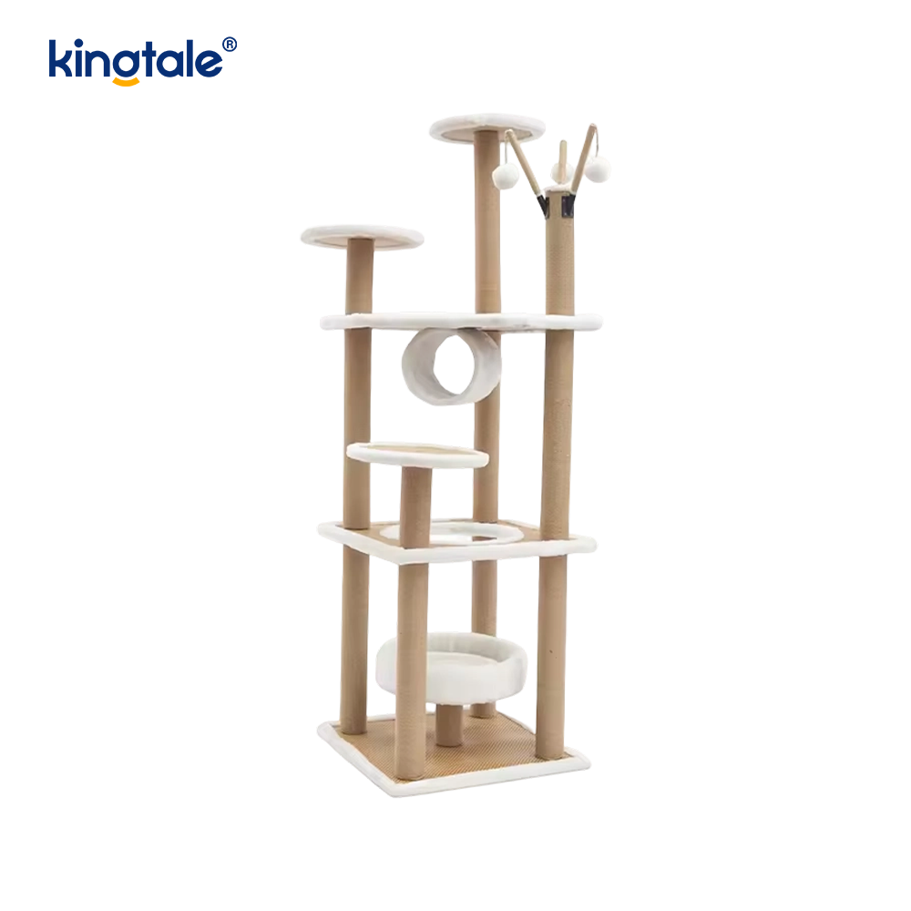 Tiragraffi per gatti in sisal naturale, torre per gatti alta, in peluche, a più livelli