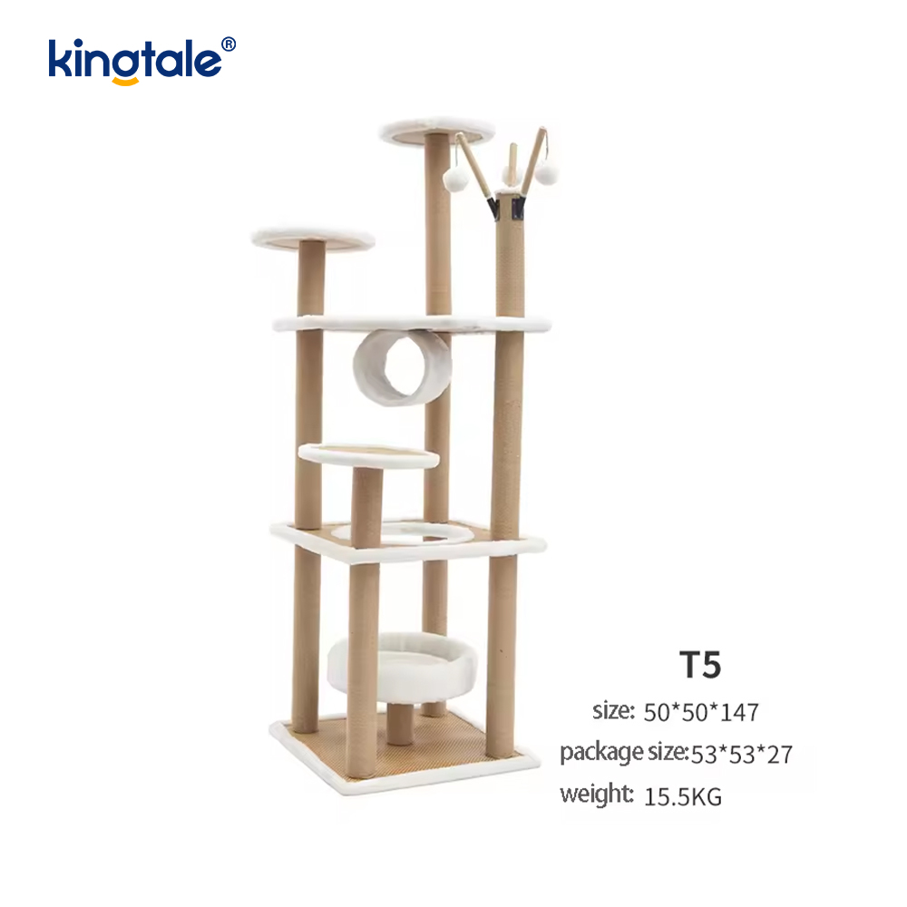 Tiragraffi per gatti in sisal naturale, torre per gatti alta, in peluche, a più livelli