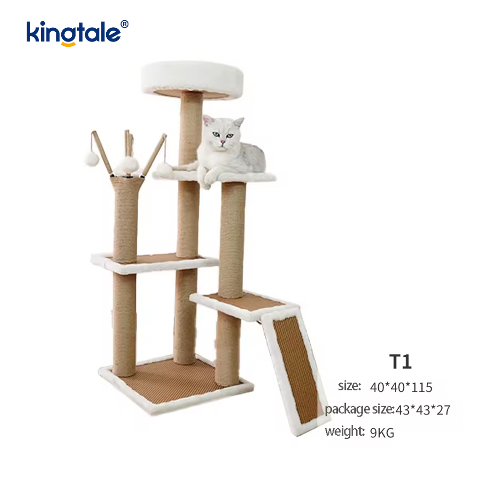 Tiragraffi per gatti in sisal naturale, torre per gatti alta, in peluche, a più livelli