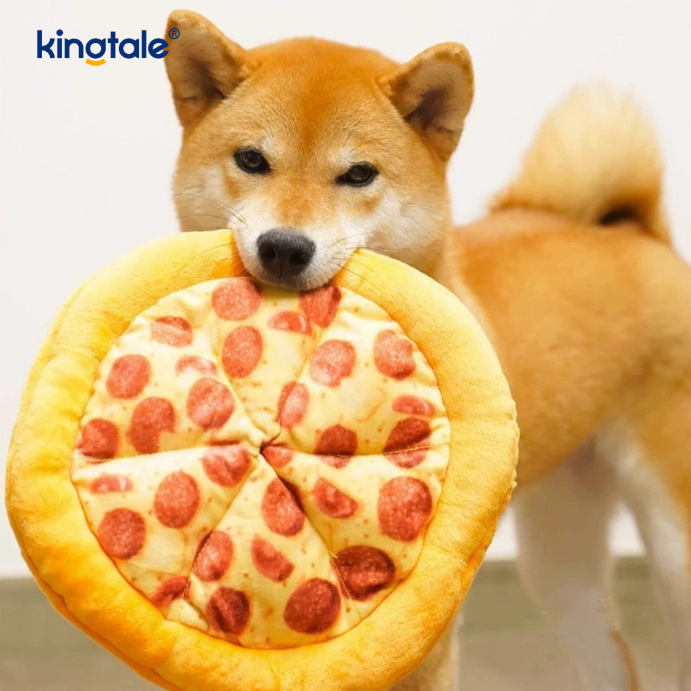 Divertenti giocattoli da masticare striduli per animali domestici: pizza e ciambella