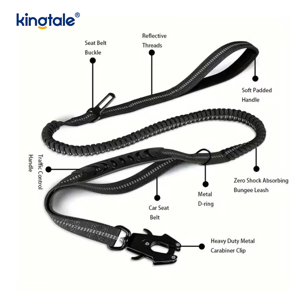 Guinzaglio di sicurezza in nylon riflettente Tampone elastico Seggiolino per auto per cani solido