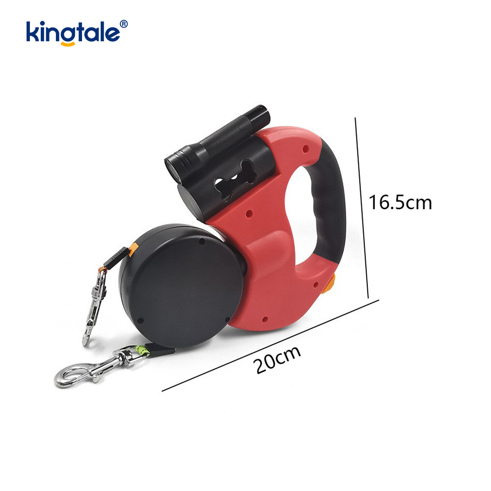 Guinzaglio doppio per cani retrattile a 360 gradi con luce a LED