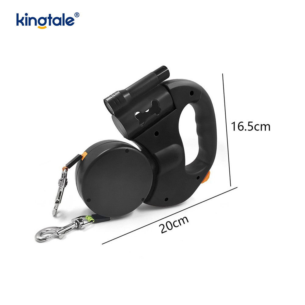 Guinzaglio doppio per cani retrattile a 360 gradi con luce a LED
