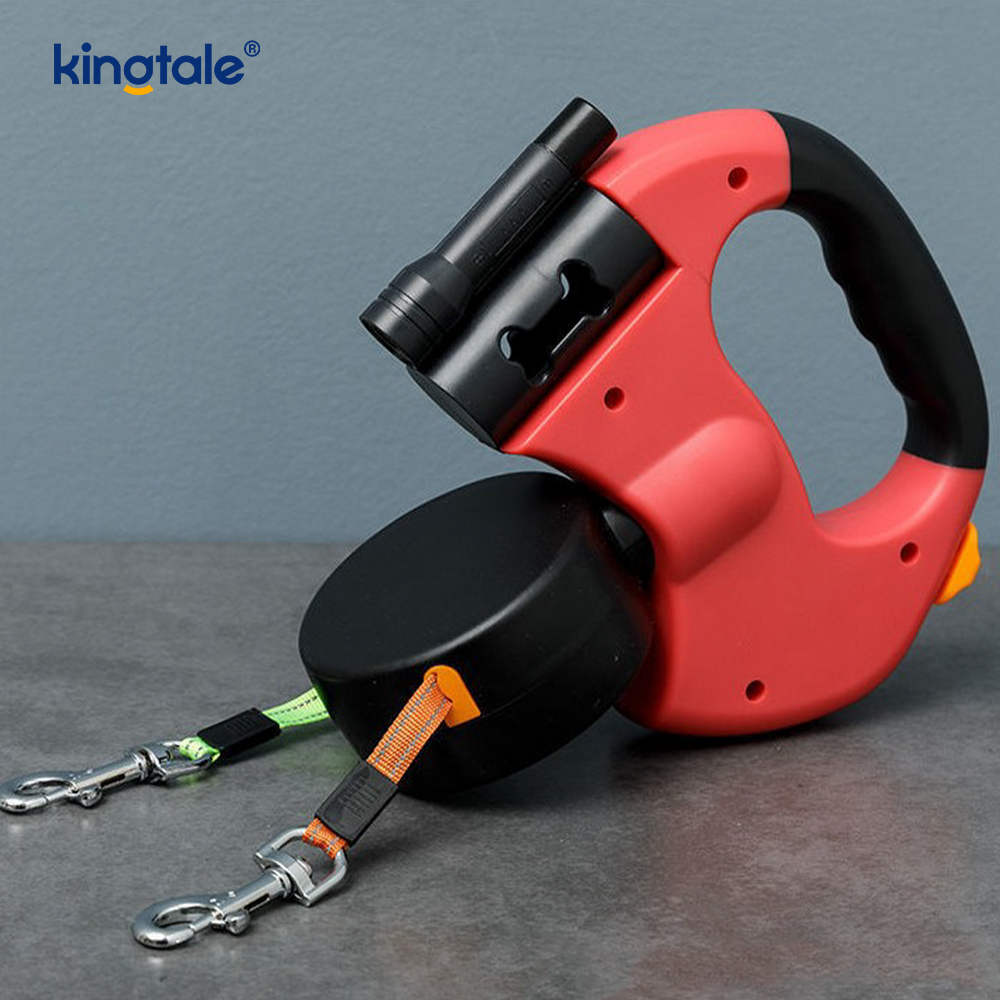 Guinzaglio doppio per cani retrattile a 360 gradi con luce a LED