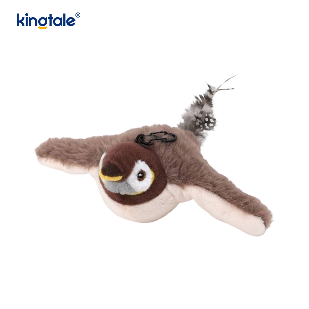 Peluche, realistico uccello/giocattolo elettrico ricaricabile per gatti che emette suoni quando viene accarezzato