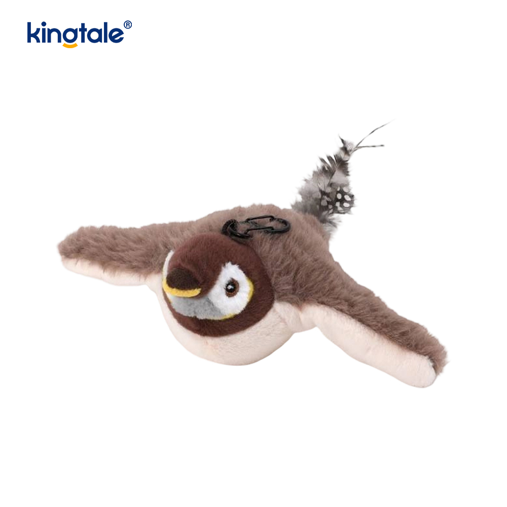 Peluche, realistico uccello/giocattolo elettrico ricaricabile per gatti che emette suoni quando viene accarezzato